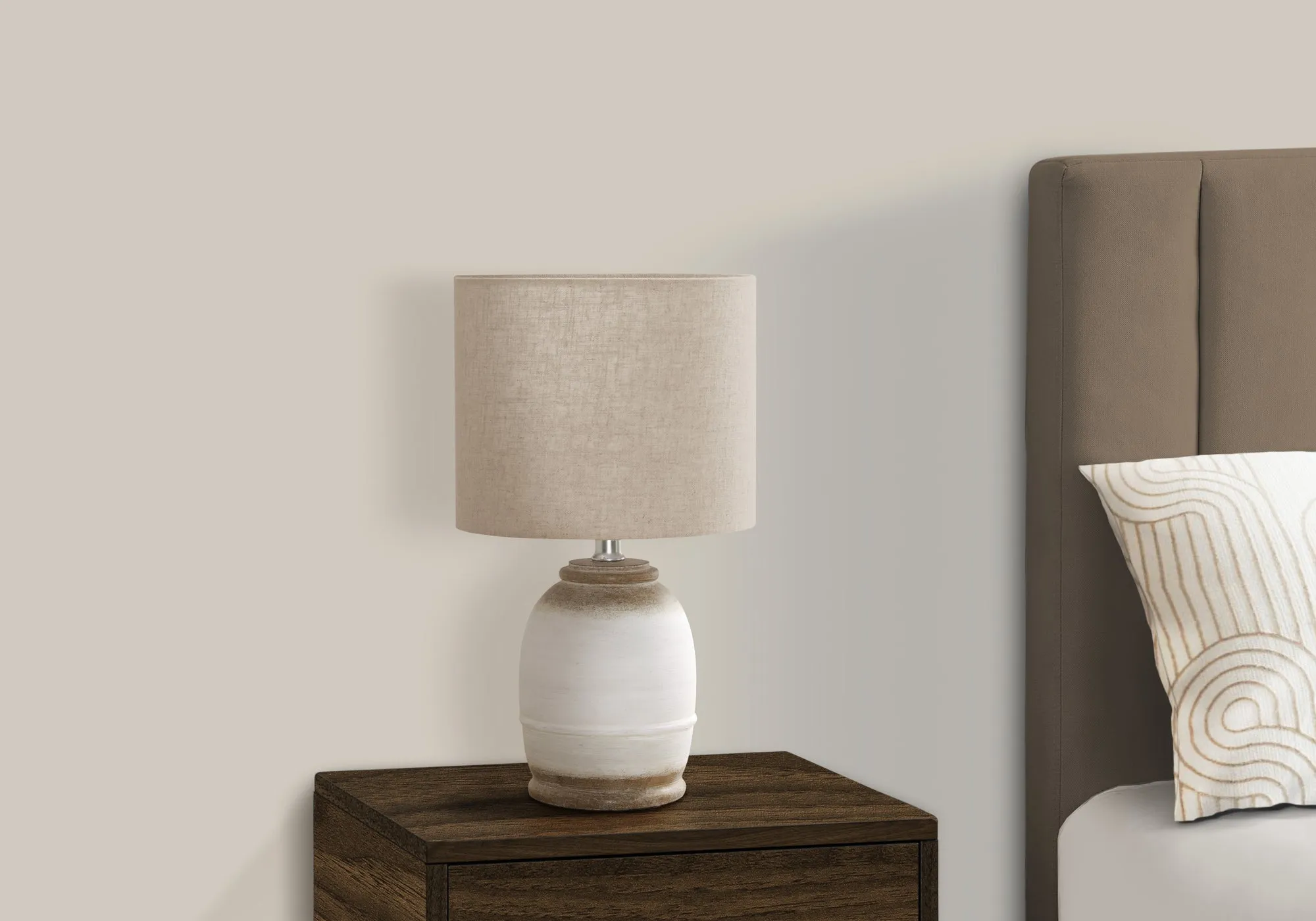 Lighting, 16"h, Cream Resin, Beige Shade, Contemporary