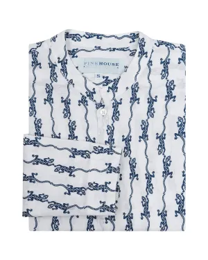 Linen Collarless Shirt GECKO