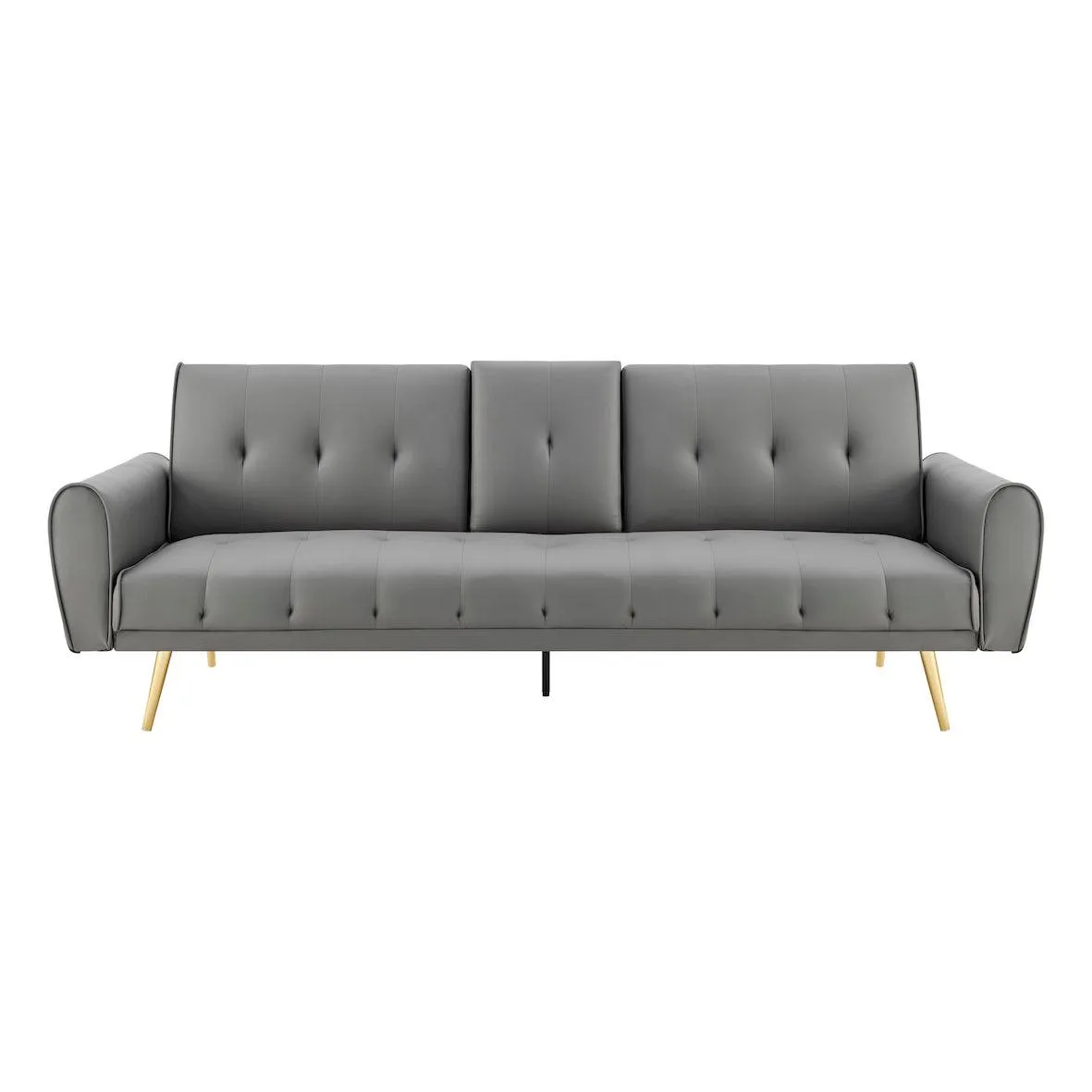 Lora Sofa Bed 3 Seater Faux Leather Click Clack  with 2 Cup Holders - Grey