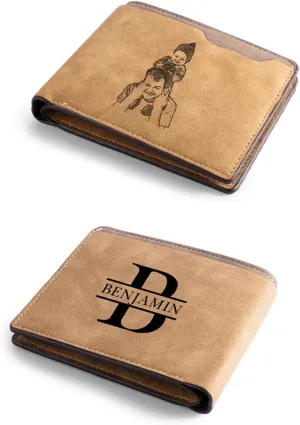 Lovejewelry Personalized Custom Picture Wallets for Men Engraved Leather Photo Wallet for Father Boyfriend (Style 3)