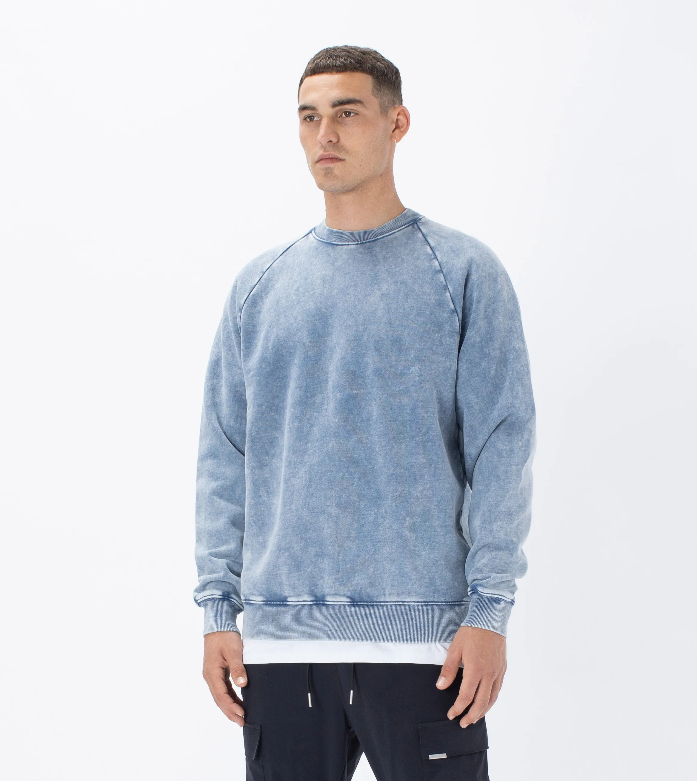 Lowgo Raglan Crew Sweat Salt Blue