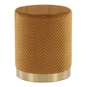 Marla Contemporary/Glam Chevron Ottoman in Gold Steel and Golden Velvet by LumiSource