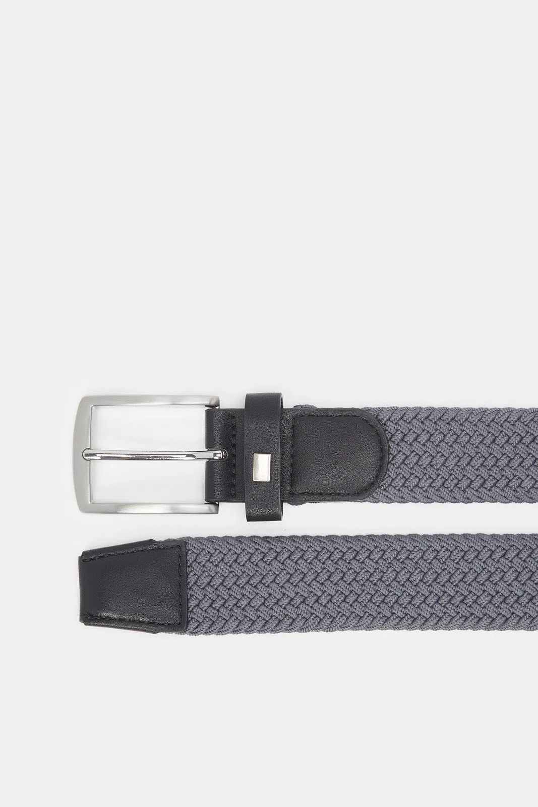Men Grey Plastic Elastic Belt