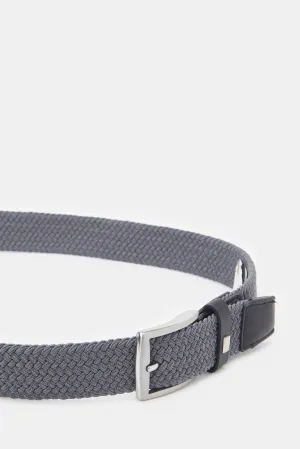 Men Grey Plastic Elastic Belt