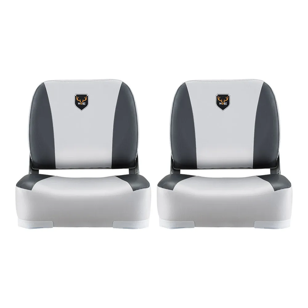MOBI OUTDOOR 2X Folding Boat Seats Marine Seating Set All Weather Swivel Grey
