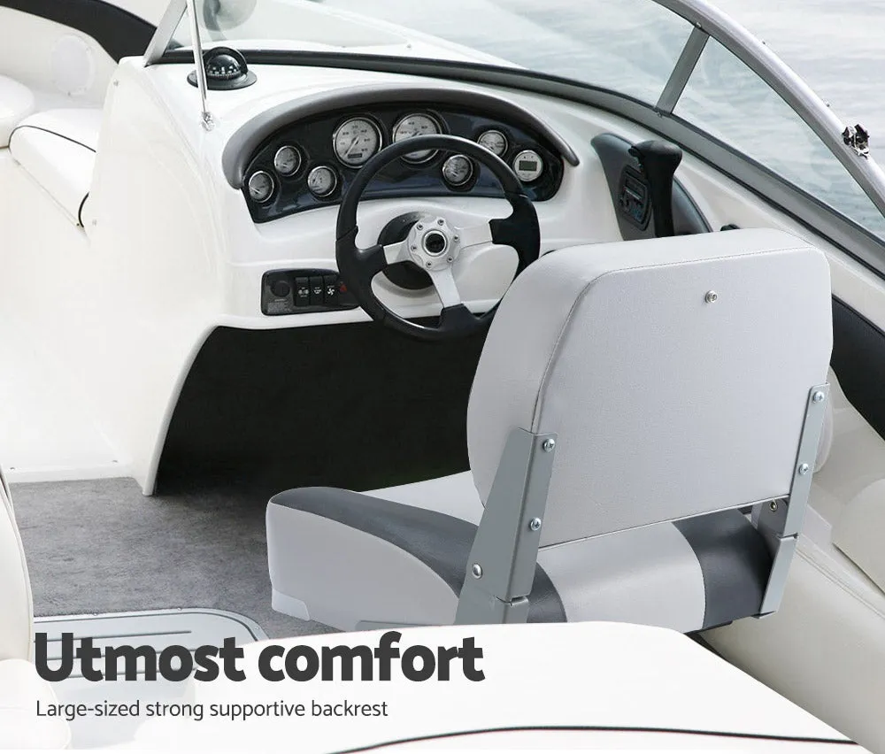 MOBI OUTDOOR 2X Folding Boat Seats Marine Seating Set All Weather Swivel Grey