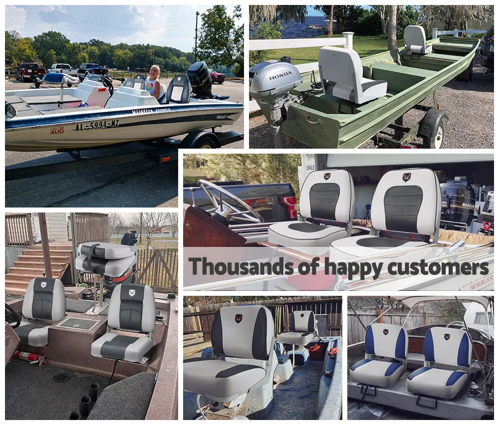 MOBI OUTDOOR 2X Folding Boat Seats Marine Seating Set All Weather Swivel Grey