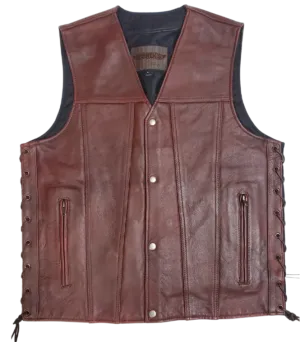 Oxblood Side Lace Leather Vest
