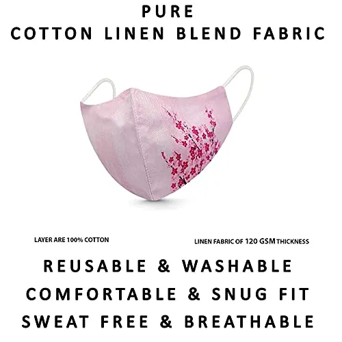 Pamirate ® Women's Without Valve 3 Layer Reusable Washable Digital Flower Printed Pure Cotton Face Mask (Pack of 6 Pcs, Fashion Flowers, Multicolour)