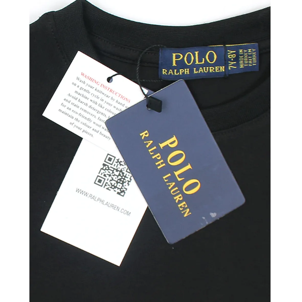 PL - Kids 'Black' Iconic Polo T-Shirt PL853