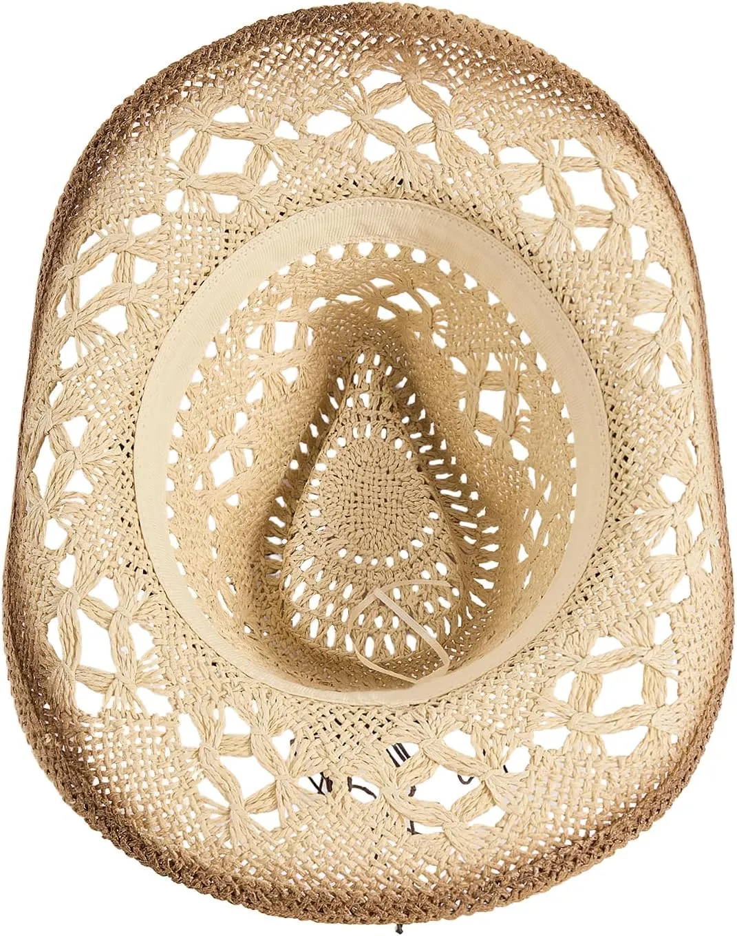 QWINEE Western Straw Cowboy Hat Cowgirl Hats Hollow Out Summer Beach Sun Hat for Women Men