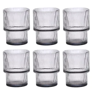Set Of 6 Exquisite Origami Style Drinking Glass - Durable Ribbed Glasses