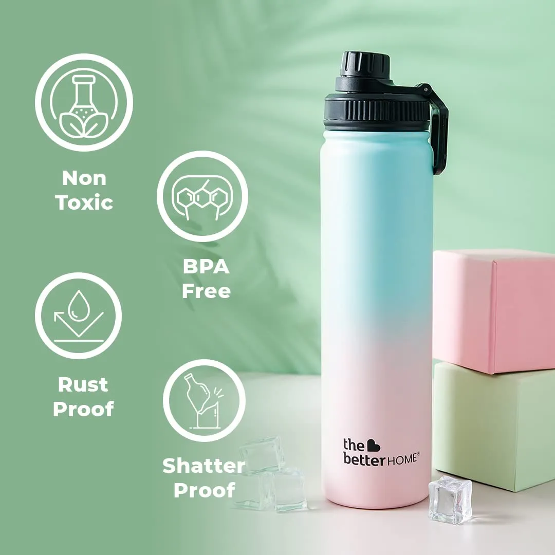 The Better Home Bolt | 710ml Stainless Steel Insulated Sipper Water Bottle|Thermos Hot and Cold Water Flask|Sipper Bottle for Adults and Kids|Steel Bottle for Gym Office Home|Pink-Blue