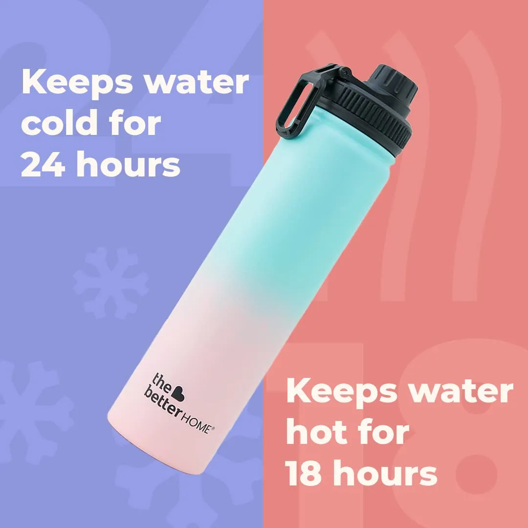 The Better Home Bolt | 710ml Stainless Steel Insulated Sipper Water Bottle|Thermos Hot and Cold Water Flask|Sipper Bottle for Adults and Kids|Steel Bottle for Gym Office Home|Pink-Blue
