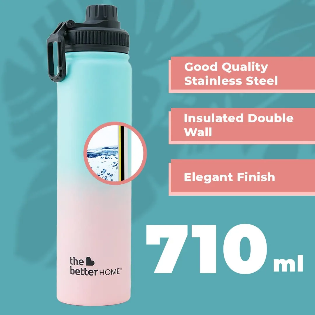 The Better Home Bolt | 710ml Stainless Steel Insulated Sipper Water Bottle|Thermos Hot and Cold Water Flask|Sipper Bottle for Adults and Kids|Steel Bottle for Gym Office Home|Pink-Blue