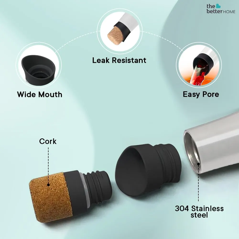 The Better Home Insulated Stainless Steel Water Bottle with Cork Cap | 18 Hours Insulation | Pack of 10-500ml Each | Hot Cold Water for Office School Gym | Leak Proof & BPA Free | White Colour