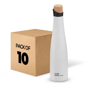 The Better Home Insulated Stainless Steel Water Bottle with Cork Cap | 18 Hours Insulation | Pack of 10-500ml Each | Hot Cold Water for Office School Gym | Leak Proof & BPA Free | White Colour