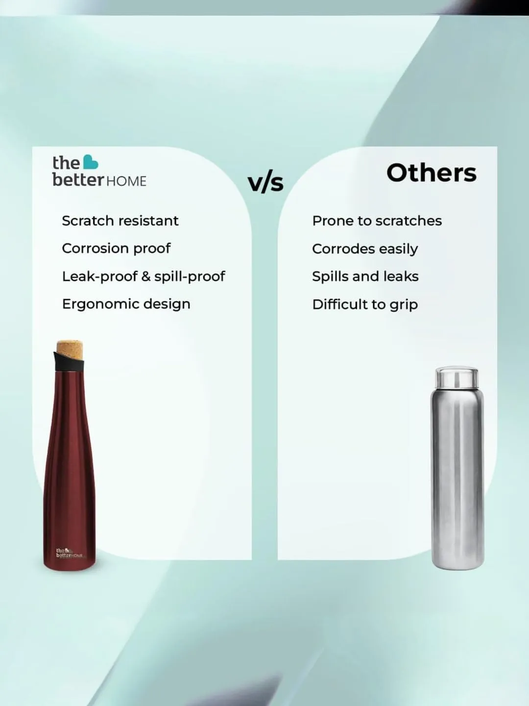 The Better Home Insulated Stainless Steel Water Bottle with Cork Cap | 18 Hours Insulation | Pack of 20-750ml Each | Hot Cold Water for Office School Gym | Leak Proof & BPA Free | Wine Colour