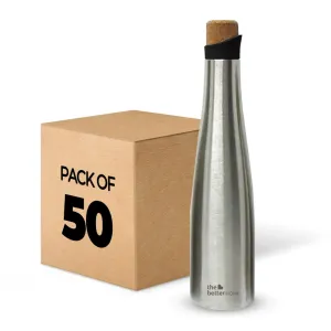 The Better Home Insulated Stainless Steel Water Bottle with Cork Cap | 18 Hours Insulation | Pack of 50-500ml Each | Hot Cold Water for Office School Gym | Leak Proof & BPA Free | Silver Colour
