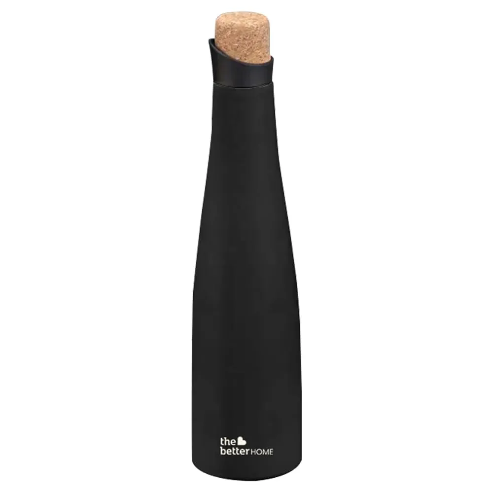 The Better Home Insulated Stainless Steel Water Bottle with Cork Cap | 18 Hours Insulation | Pack of 50-750ml Each | Cold Water for Office School Gym | Leak Proof & BPA Free | Black Colour