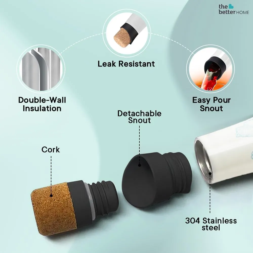 The Better Home Insulated Stainless Steel Water Bottle With Cork Cap- 750ml | 18 Hours Insulation | Hot Cold Office School Gym | Airtight Leak Proof BPA Free | Multicolour Deep Sea Design- 2 Pack