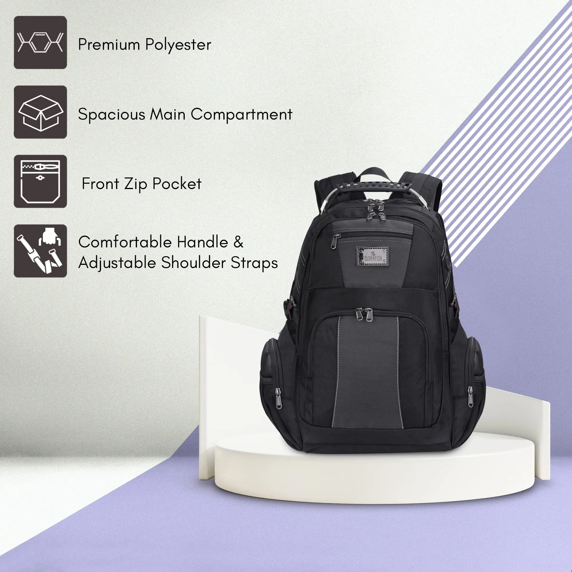 THE CLOWNFISH YESO USB Charging Unisex Large Capacity Multifunction Water Resistant Travel Business Laptop Backpack For 15.6 inch laptop (Town)