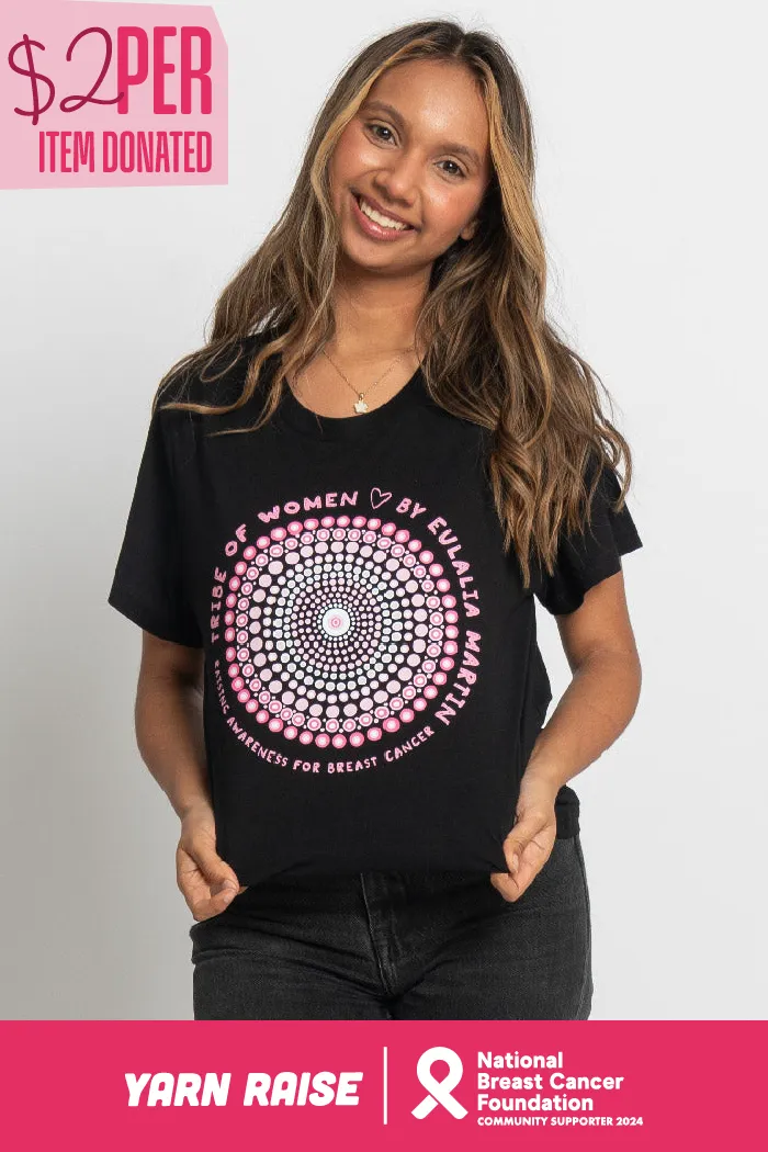 Tribe Of Women Circle Black Cotton Crew Neck Women’s T-Shirt