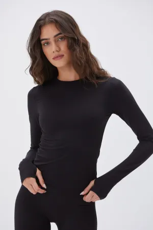 Ultimate Long Sleeve Longline Top - Black