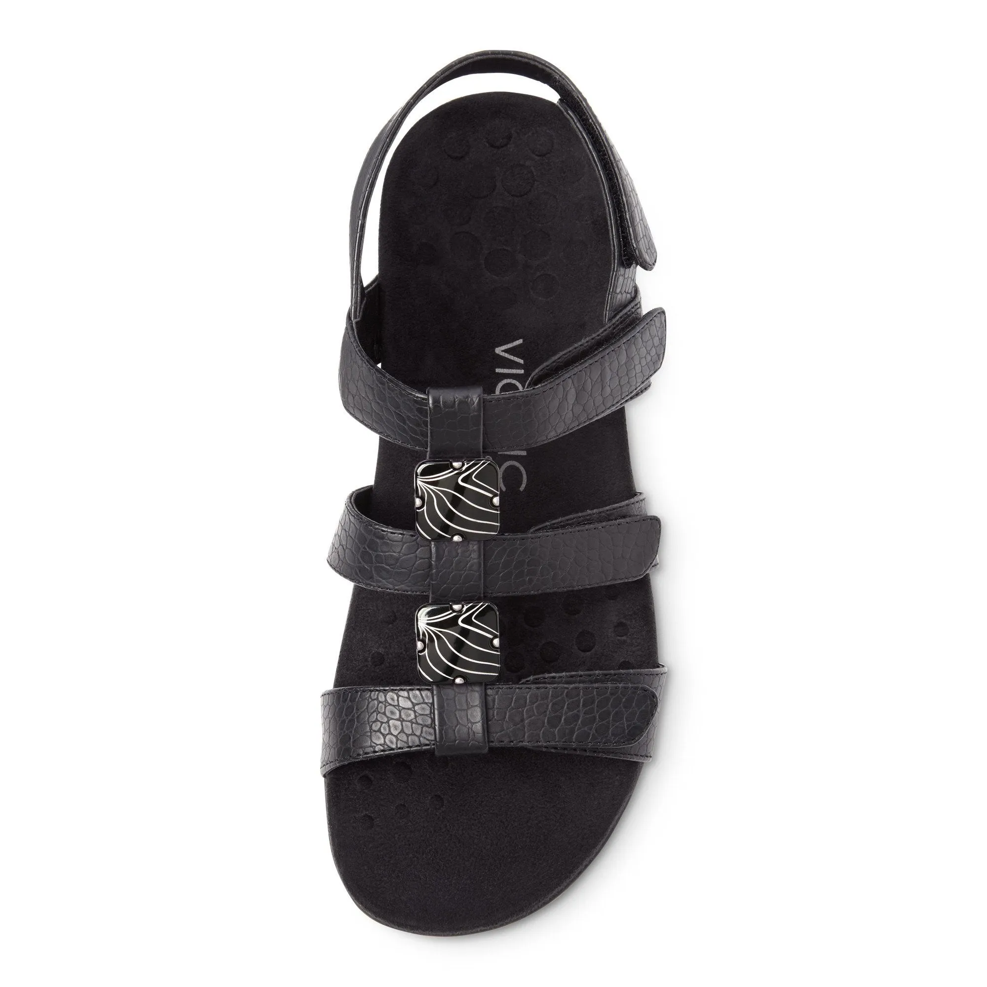 VIONIC AMBER SANDAL BLACK CROCODILE WIDE - FINAL SALE!