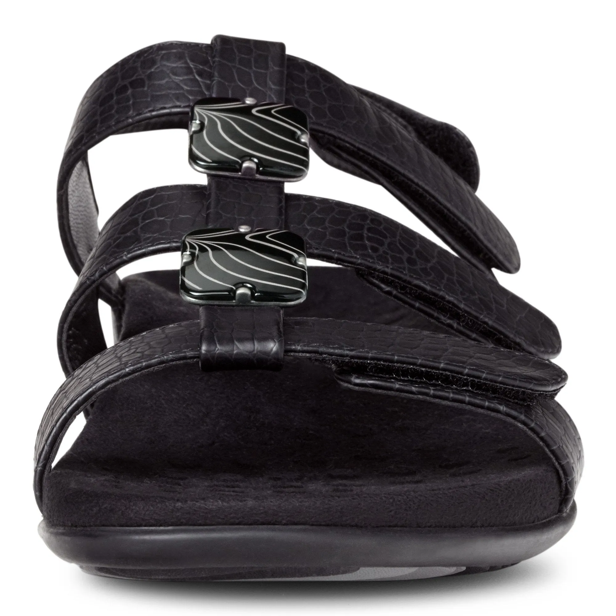 VIONIC AMBER SANDAL BLACK CROCODILE WIDE - FINAL SALE!