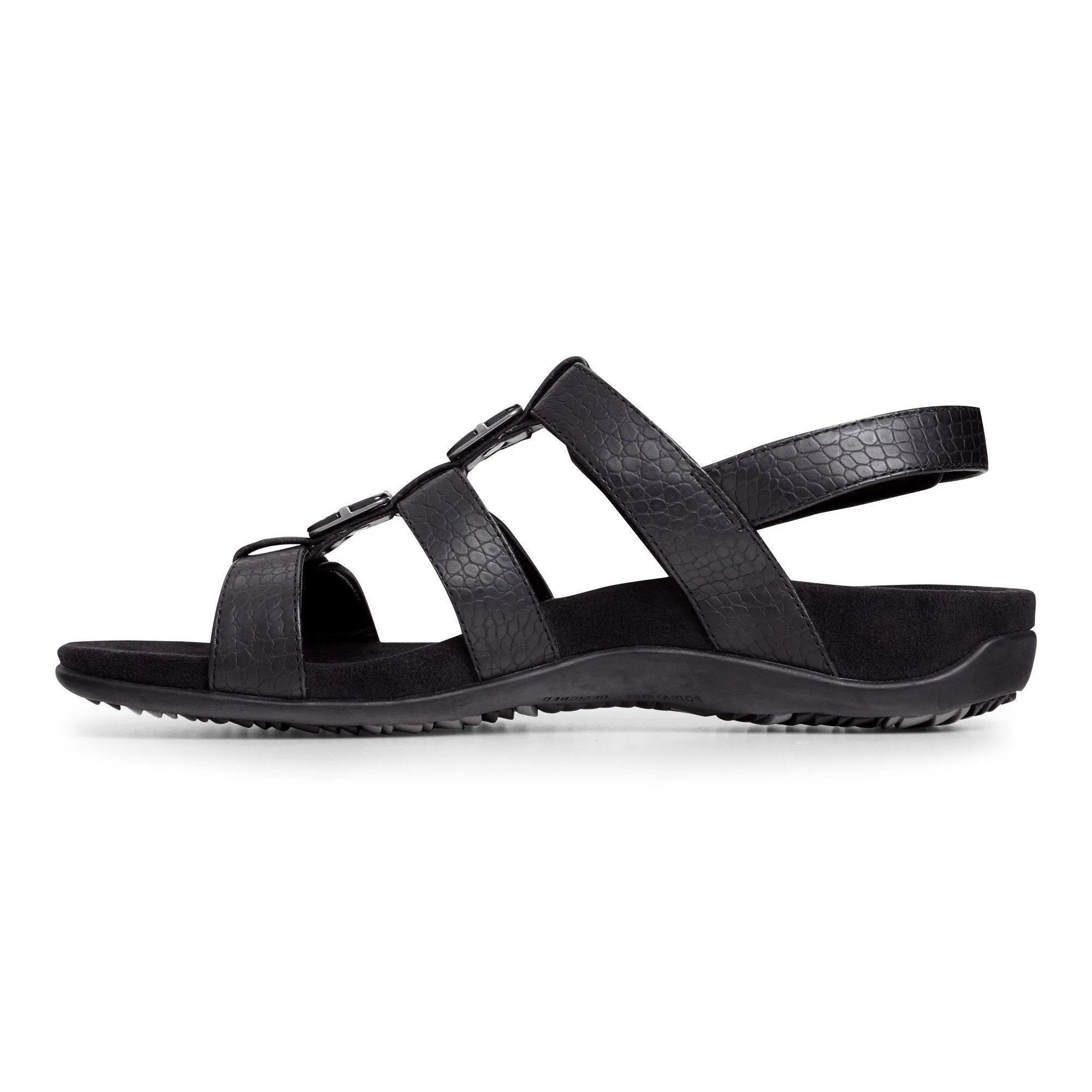 VIONIC AMBER SANDAL BLACK CROCODILE WIDE - FINAL SALE!