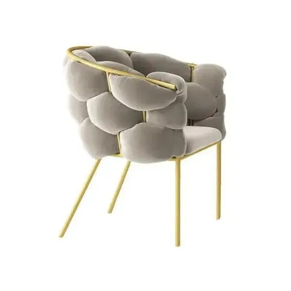 Wooden Twist Bubble Design Metallic Legs Soft Comfortable Holland Fabric Armrest Chair For Living Room