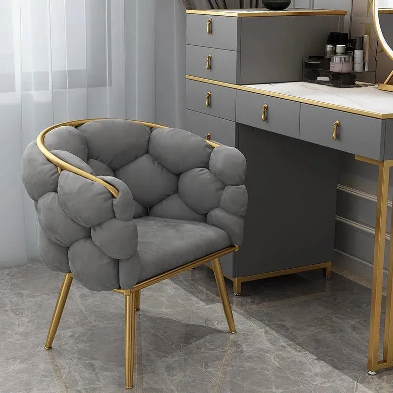 Wooden Twist Bubble Design Metallic Legs Soft Comfortable Holland Fabric Armrest Chair For Living Room