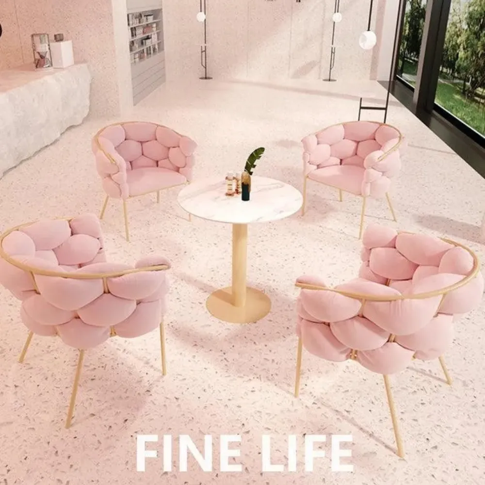 Wooden Twist Bubble Design Metallic Legs Soft Comfortable Holland Fabric Armrest Chair For Living Room