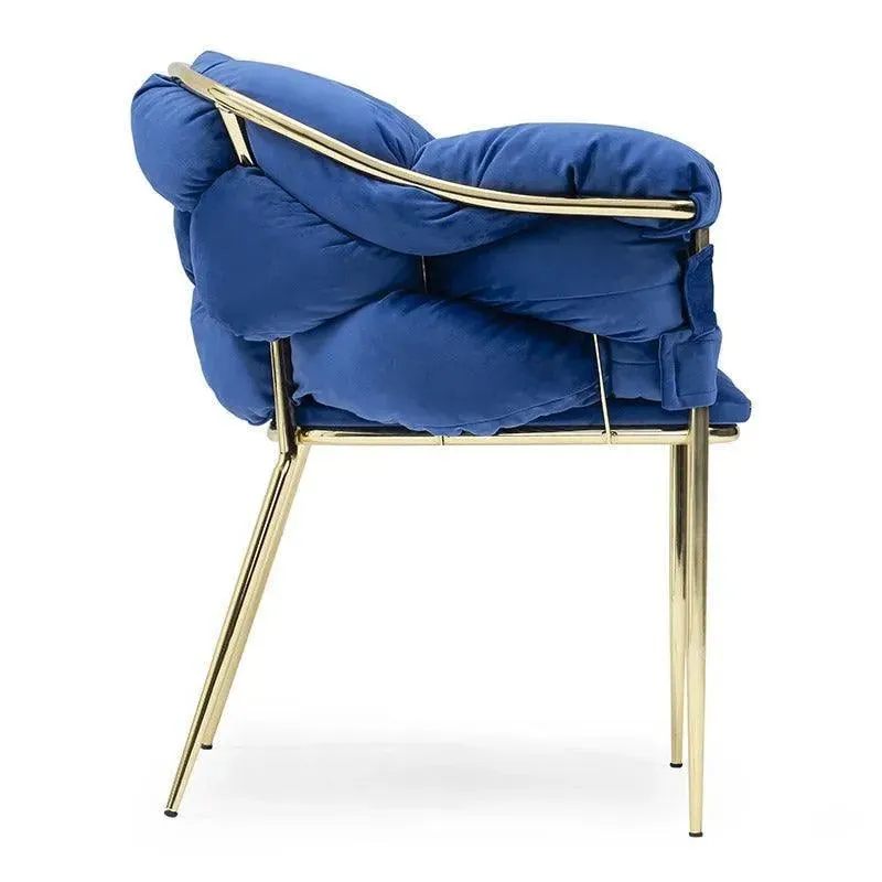 Wooden Twist Bubble Design Metallic Legs Soft Comfortable Holland Fabric Armrest Chair For Living Room