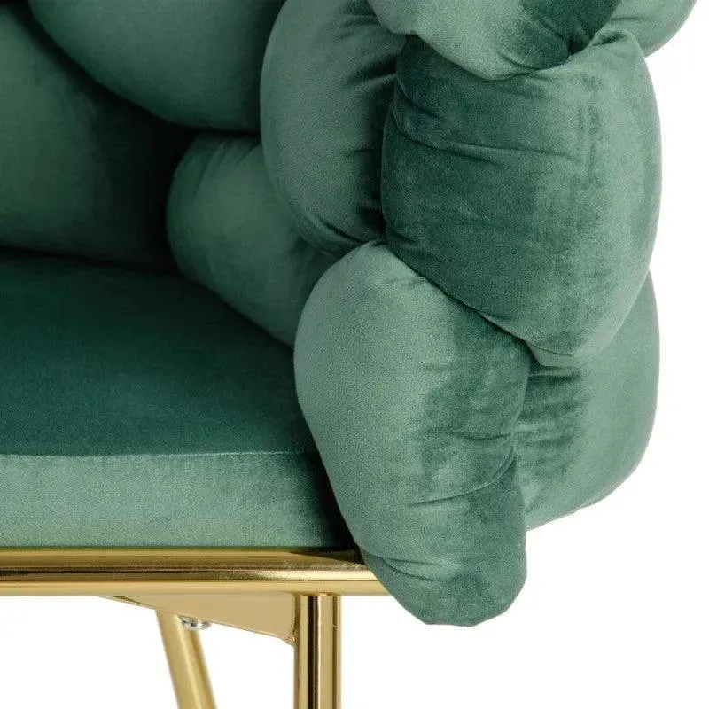 Wooden Twist Bubble Design Metallic Legs Soft Comfortable Holland Fabric Armrest Chair For Living Room