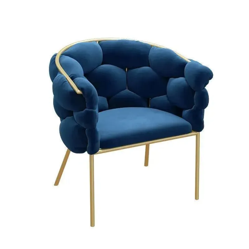 Wooden Twist Bubble Design Metallic Legs Soft Comfortable Holland Fabric Armrest Chair For Living Room