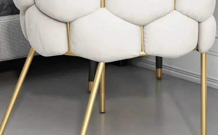 Wooden Twist Bubble Design Metallic Legs Soft Comfortable Holland Fabric Armrest Chair For Living Room