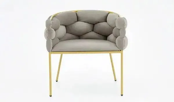 Wooden Twist Bubble Design Metallic Legs Soft Comfortable Holland Fabric Armrest Chair For Living Room