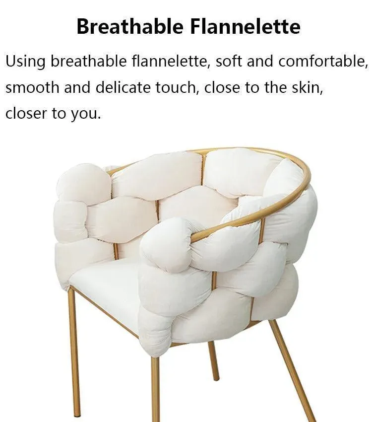 Wooden Twist Bubble Design Metallic Legs Soft Comfortable Holland Fabric Armrest Chair For Living Room