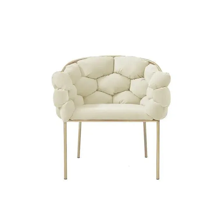 Wooden Twist Bubble Design Metallic Legs Soft Comfortable Holland Fabric Armrest Chair For Living Room