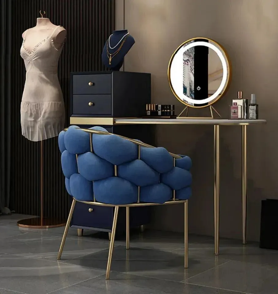 Wooden Twist Bubble Design Metallic Legs Soft Comfortable Holland Fabric Armrest Chair For Living Room