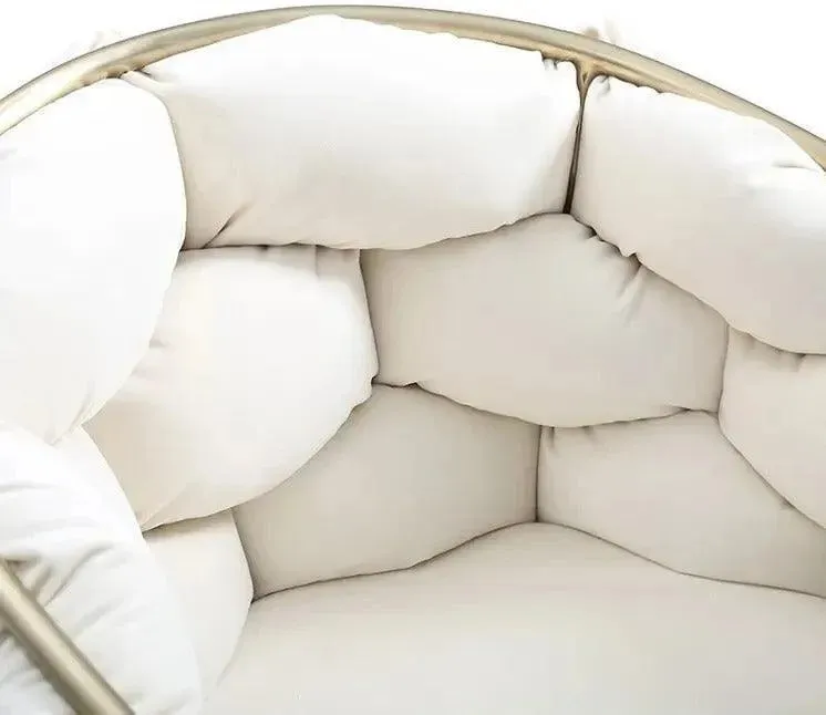 Wooden Twist Bubble Design Metallic Legs Soft Comfortable Holland Fabric Armrest Chair For Living Room