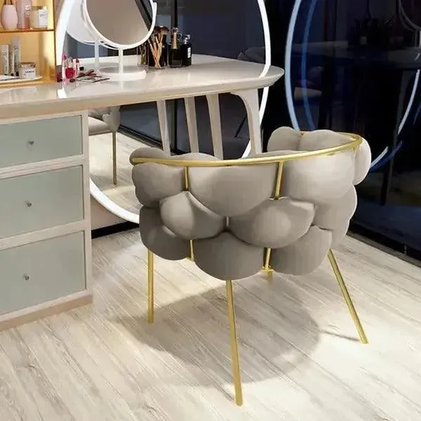 Wooden Twist Bubble Design Metallic Legs Soft Comfortable Holland Fabric Armrest Chair For Living Room