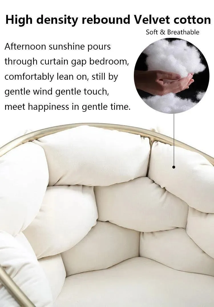 Wooden Twist Bubble Design Metallic Legs Soft Comfortable Holland Fabric Armrest Chair For Living Room