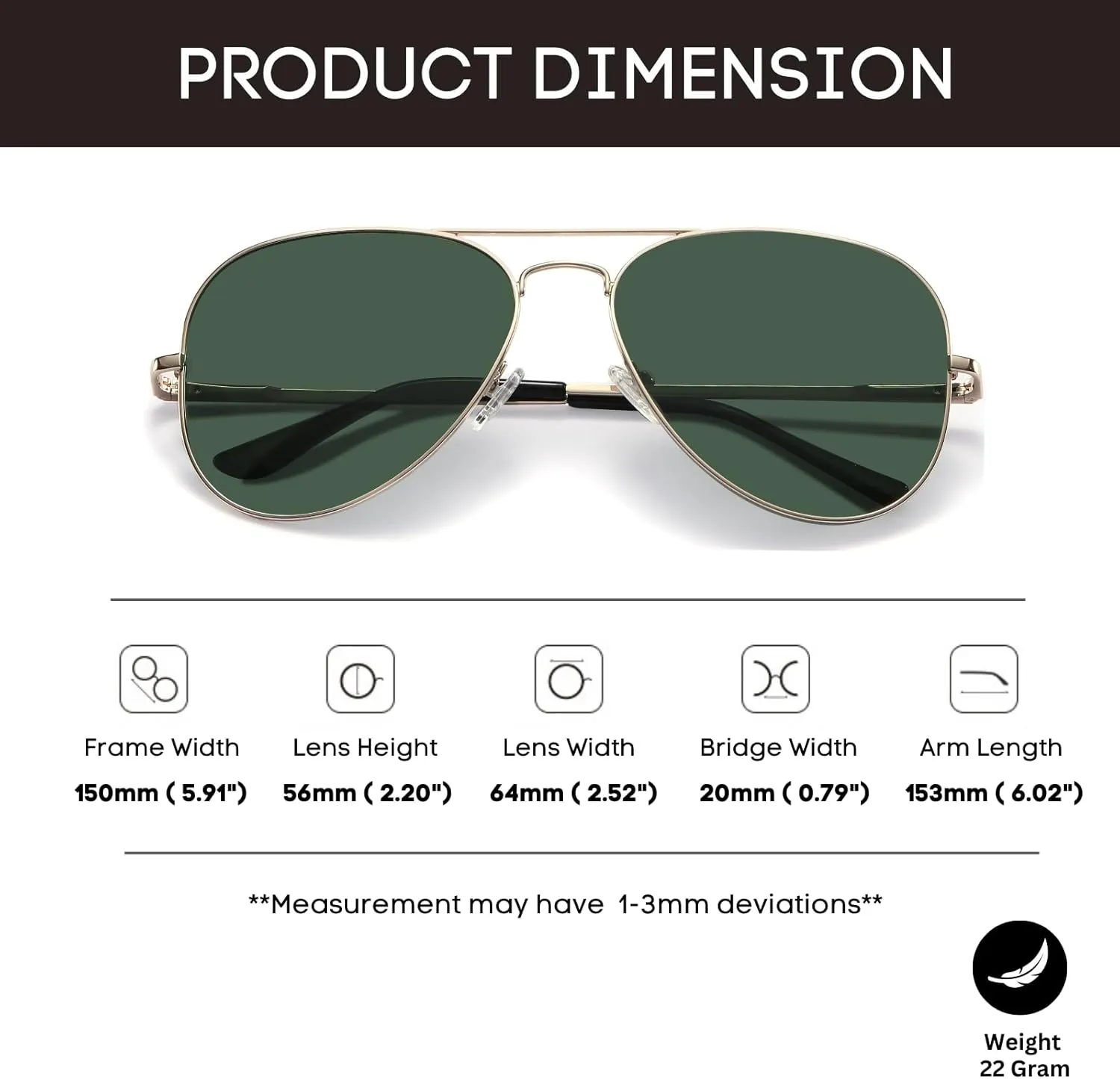 XXL Size Extra Large Classic Polarized Aviator Sunglasses 150MM for Big Wide Head Men Ultralight UV400 Glasses